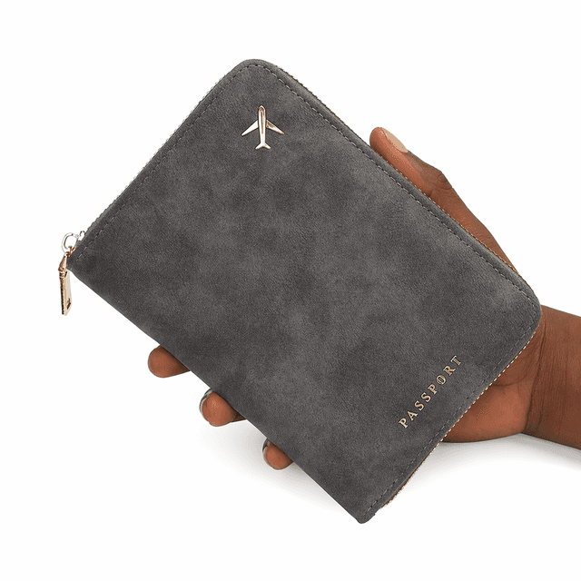 Suede Passport Holder Travel Wallet, Card and Document Organizer - View 3