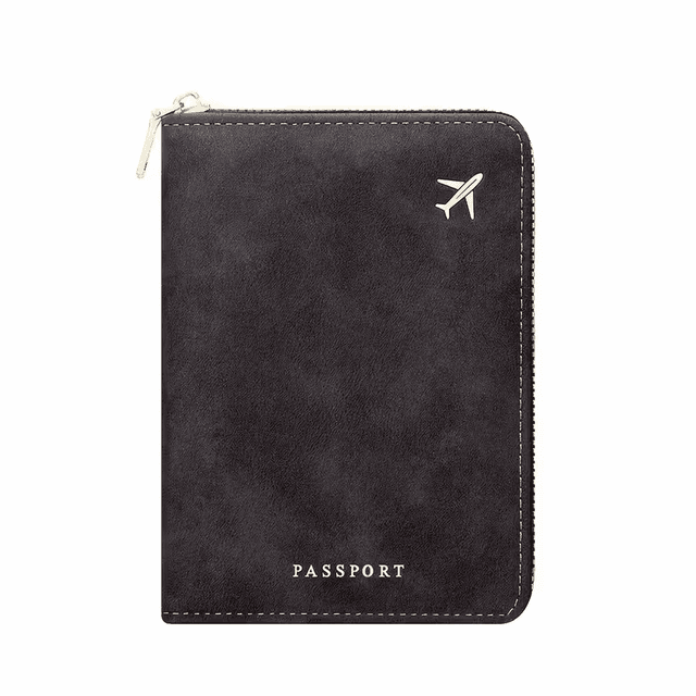 Suede Passport Holder Travel Wallet, Card and Document Organizer - View 1