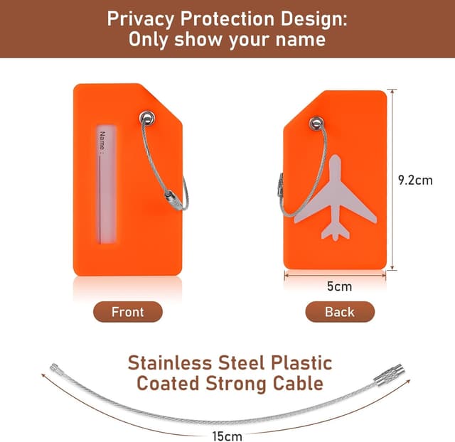 Travel Luggage Tags, Durable PU Leather Bag Tags Set of 2 - View 3